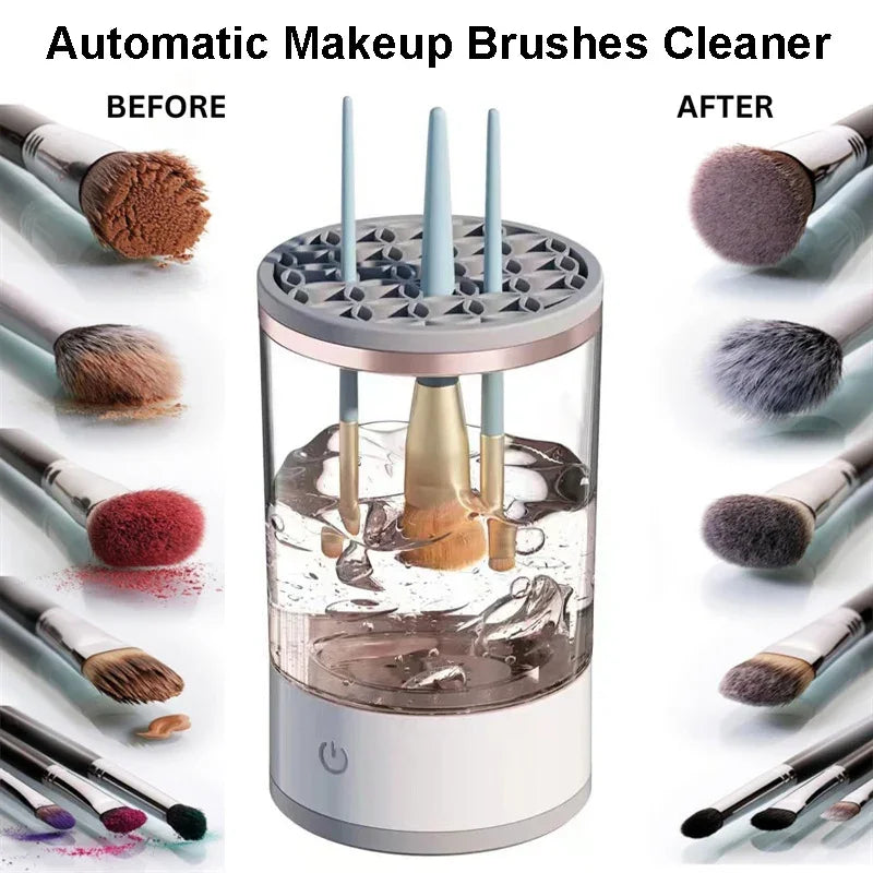 2-in-1 Express Brush Cleaner — Automatic Makeup Brush Cleaning & Instant Drying Machine with Cleaning Mat”