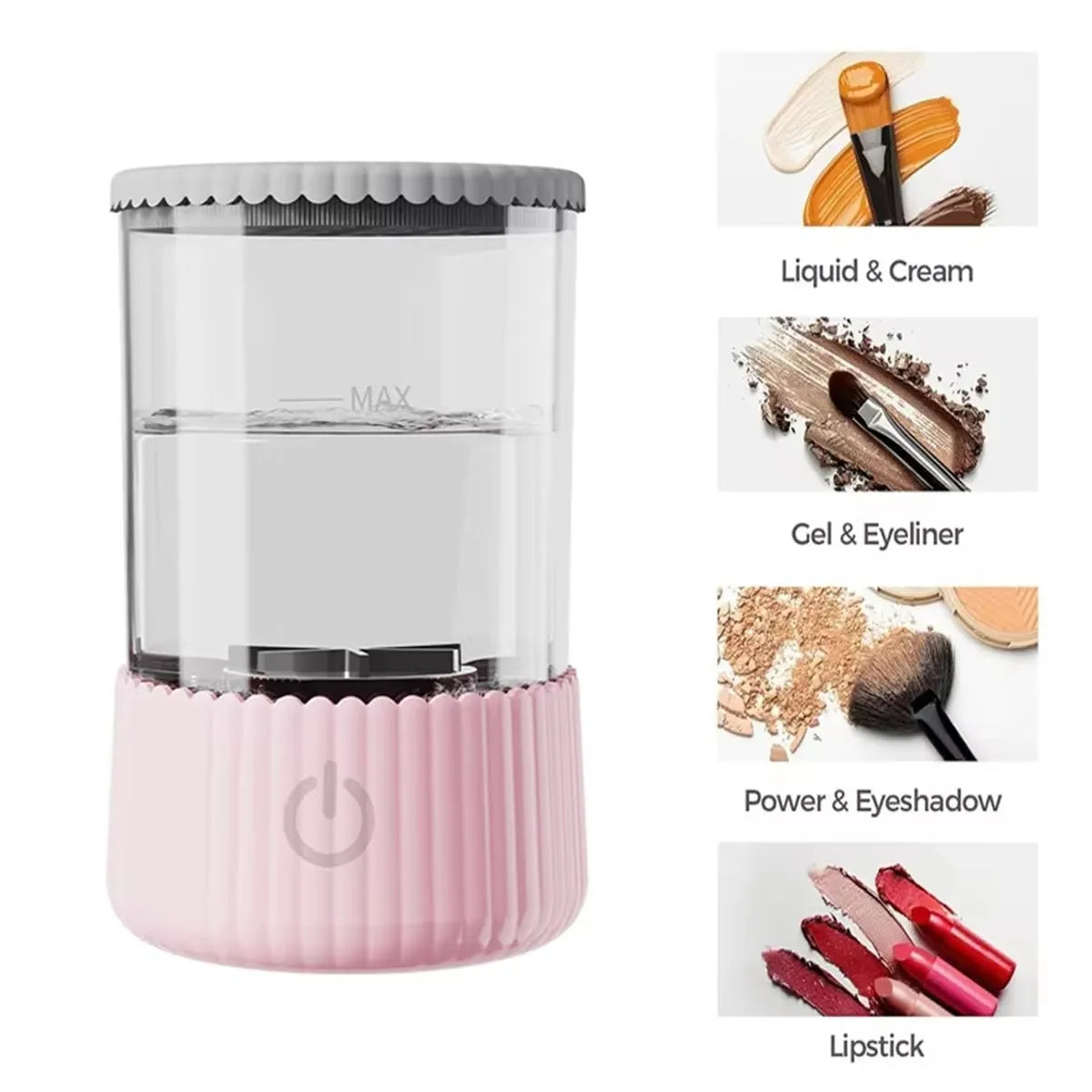 Portable Electric Makeup Brush Cleaner — USB Automatic Quick-Clean & Dry Stand Device