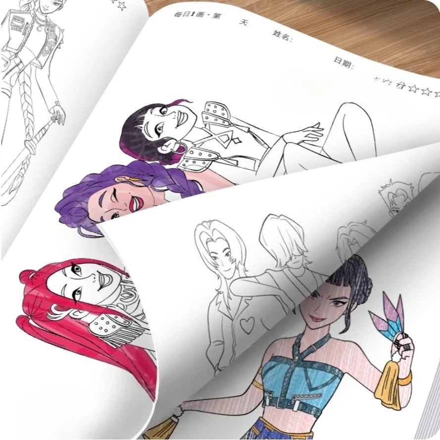 K-Pop Demon Hunters 🧃 – 750 ML Sports Bottle + Anime Coloring Book Set for Creative Kids!"