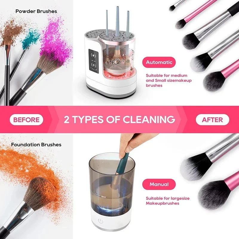 3-in-1 Electric Makeup Brush Cleaner – Cleans, Dries & Holds Your Brushes with Ease!