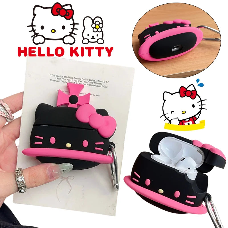 Sanrio Hello Kitty Silicone AirPods Case – Cute Protective Cover with Hook for AirPods 1/2/3/4/Pro