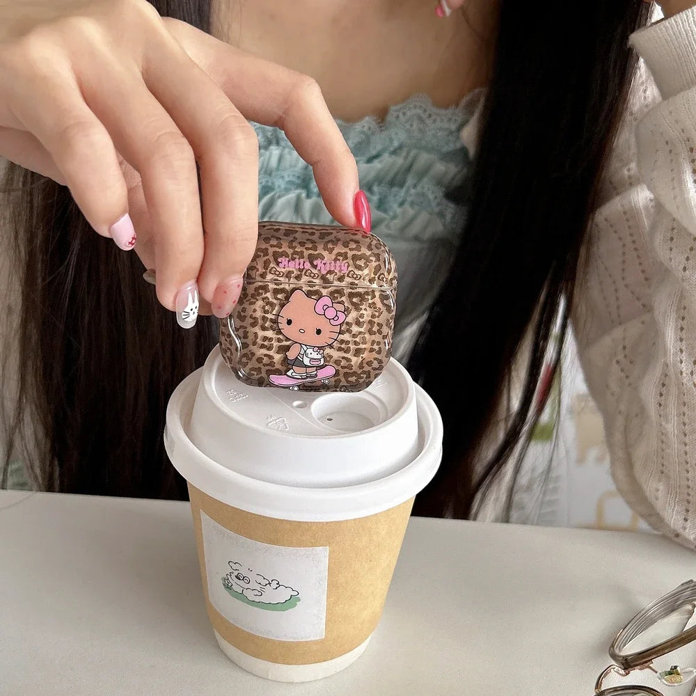 Leopard Hello Kitty Wireless Earbuds – Cute Design, Crystal Sound & All-Day Comfort