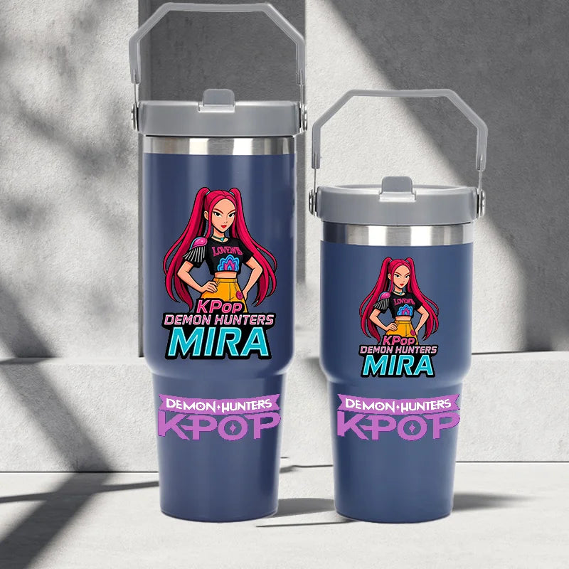 "K-Pop Demon Hunters HUNTR X Water Bottle  – Rumi, Mira, Zoey, Jinu & Celine Plastic Cup | Cute School Drink Bottle (Gourd Style)"