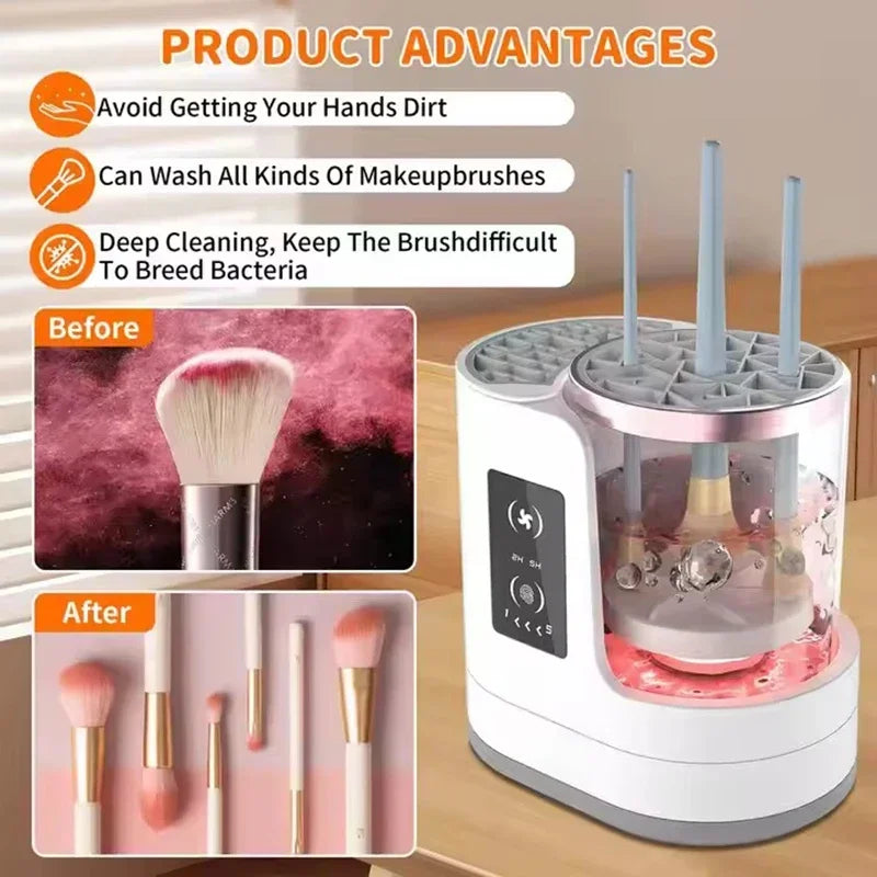 3-in-1 Electric Makeup Brush Cleaner – Cleans, Dries & Holds Your Brushes with Ease!