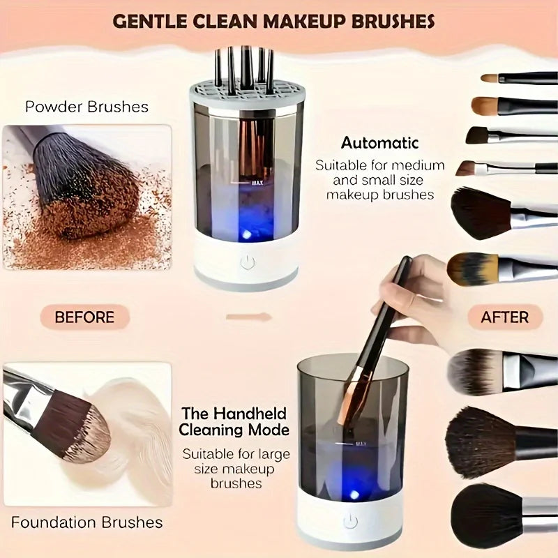 USB Powered Makeup Brush Cleaner – Odorless, Battery-Free, Plug-and-Play Brush Washer & Dryer