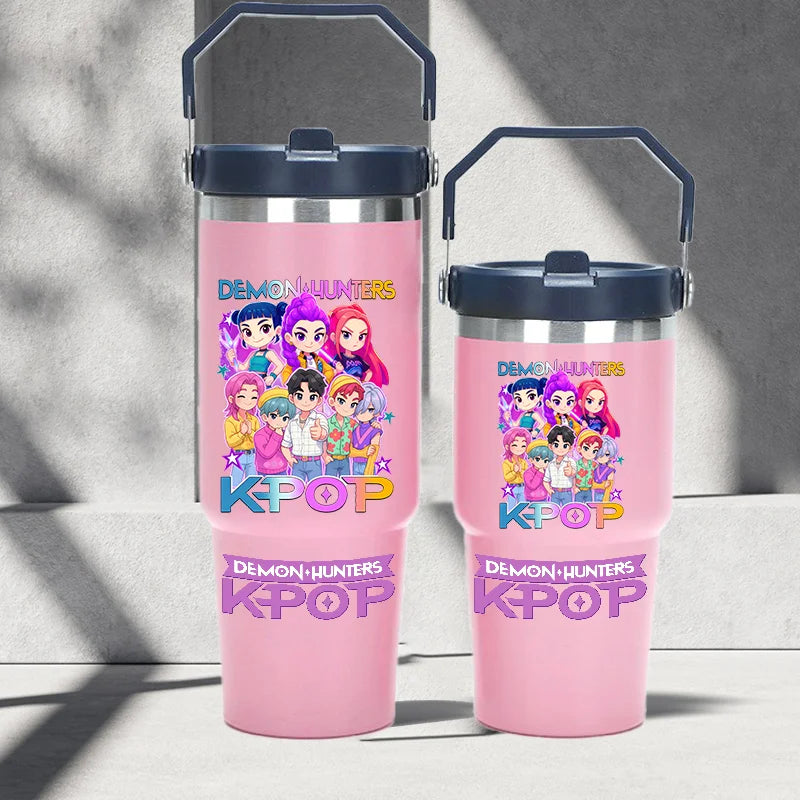 "K-Pop Demon Hunters HUNTR X Water Bottle  – Rumi, Mira, Zoey, Jinu & Celine Plastic Cup | Cute School Drink Bottle (Gourd Style)"