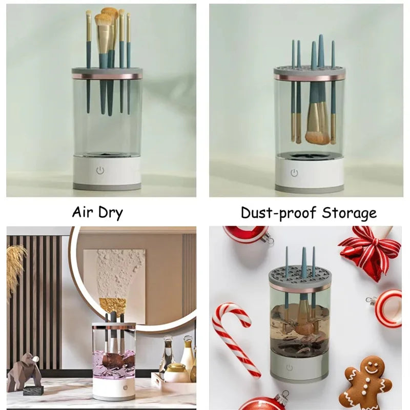 2-in-1 Express Brush Cleaner — Automatic Makeup Brush Cleaning & Instant Drying Machine with Cleaning Mat”