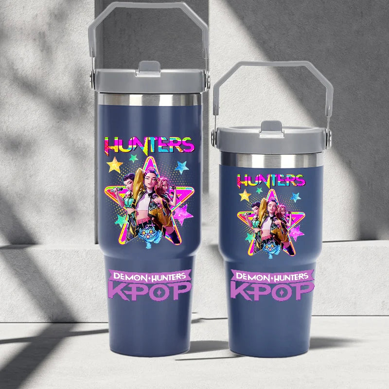 "K-Pop Demon Hunters HUNTR X Water Bottle  – Rumi, Mira, Zoey, Jinu & Celine Plastic Cup | Cute School Drink Bottle (Gourd Style)"