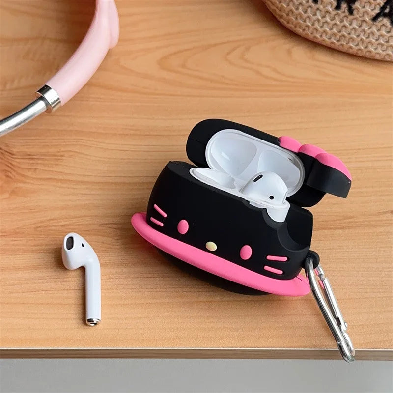 Sanrio Hello Kitty Silicone AirPods Case – Cute Protective Cover with Hook for AirPods 1/2/3/4/Pro
