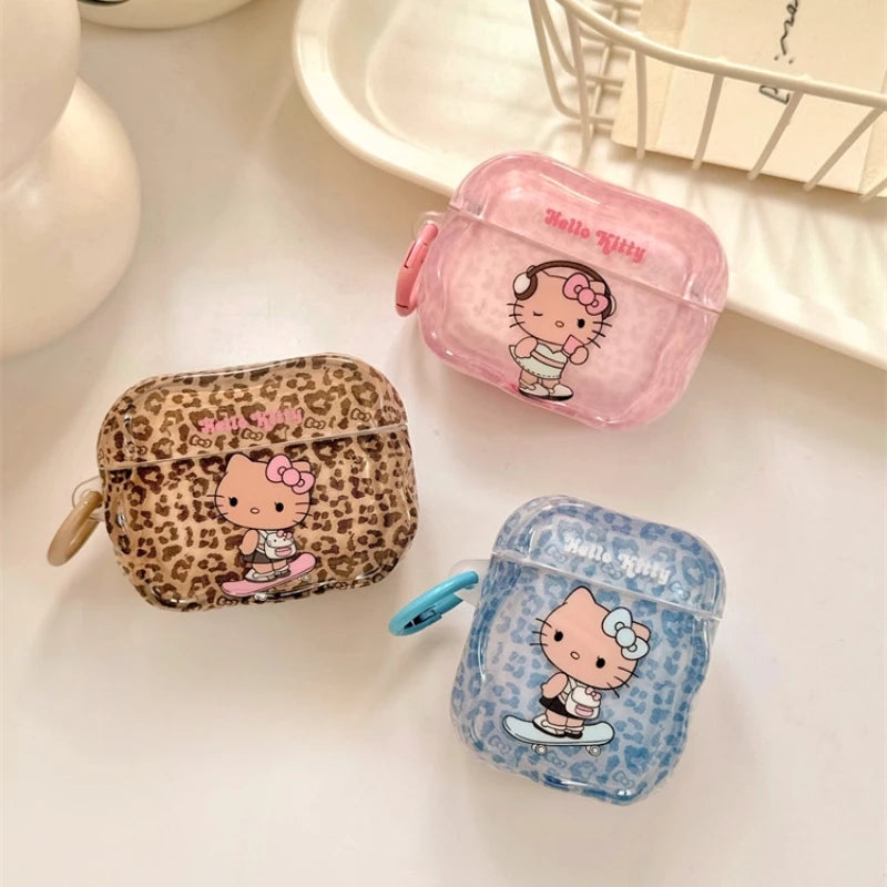 Leopard Hello Kitty Wireless Earbuds – Cute Design, Crystal Sound & All-Day Comfort