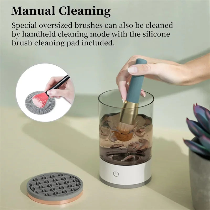 2-in-1 Express Brush Cleaner — Automatic Makeup Brush Cleaning & Instant Drying Machine with Cleaning Mat”