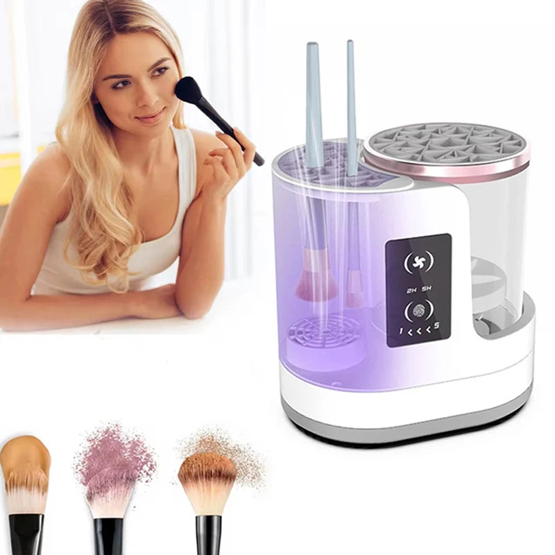 3-in-1 Electric Makeup Brush Cleaner – Cleans, Dries & Holds Your Brushes with Ease!