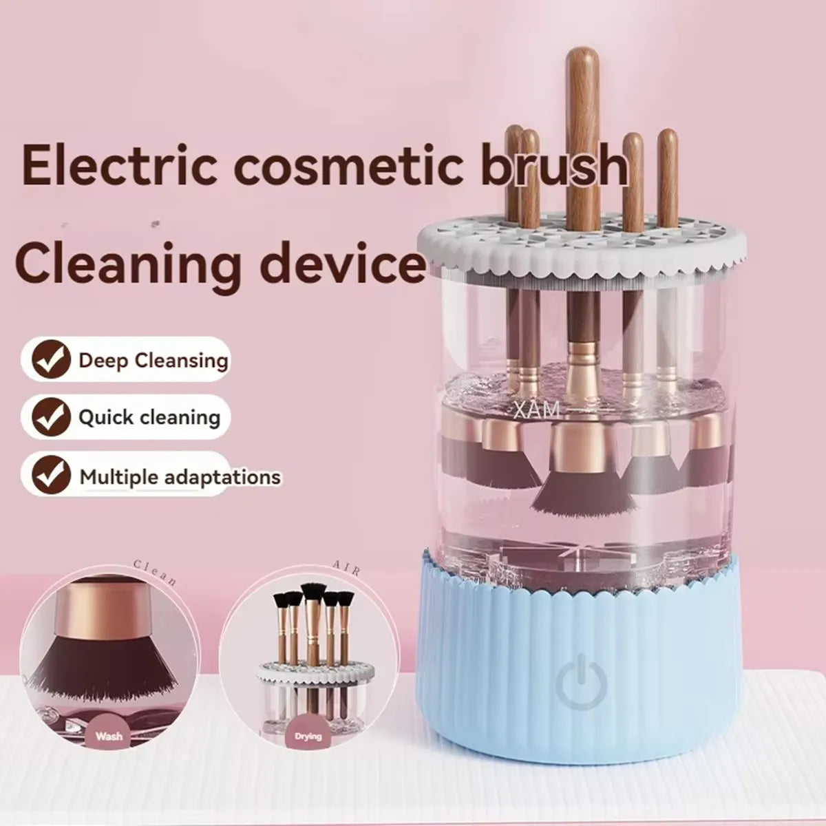 Portable Electric Makeup Brush Cleaner — USB Automatic Quick-Clean & Dry Stand Device