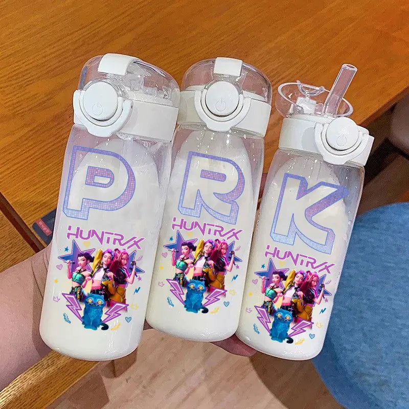 K-Pop Demon Hunters  – Rumi, Mira & Zoey Kids Straw Cup (600/400 ML) | Cute Gourd-Style Water Bottle!